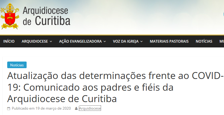 Arquidiocese e o Covid-19